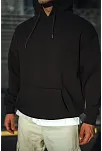 Erkek 3 İplik Pamuklu Kapüşonlu Basic Sweatshirt Hoodie - Siyah