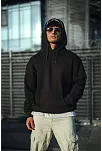 Erkek 3 İplik Pamuklu Kapüşonlu Basic Sweatshirt Hoodie - Siyah