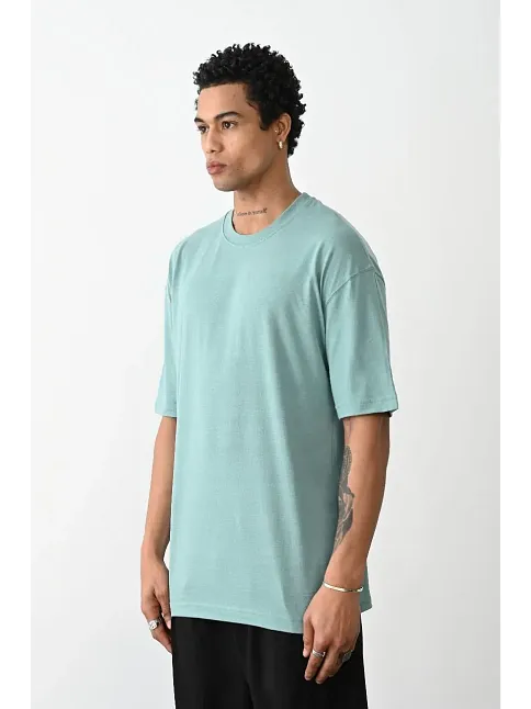 Erkek Tişört Düz Basic Penye Yazlık Bisiklet Yaka Kısa Kol T-shirt - Mint Yeşili