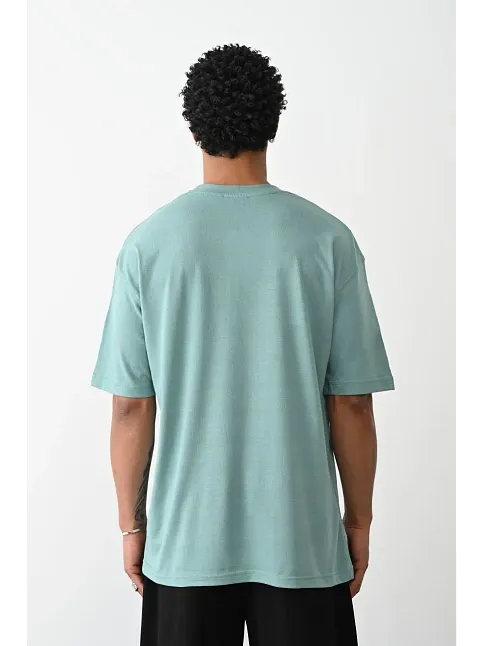 Erkek Tişört Düz Basic Penye Yazlık Bisiklet Yaka Kısa Kol T-shirt - Mint Yeşili