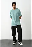 Erkek Tişört Düz Basic Penye Yazlık Bisiklet Yaka Kısa Kol T-shirt - Mint Yeşili