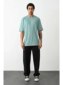 Erkek Tişört Düz Basic Penye Yazlık Bisiklet Yaka Kısa Kol T-shirt - Mint Yeşili