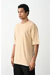 Erkek Tişört Düz Basic Penye Yazlık Bisiklet Yaka Kısa Kol T-shirt - Bej