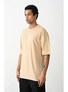 Erkek Tişört Düz Basic Penye Yazlık Bisiklet Yaka Kısa Kol T-shirt - Bej