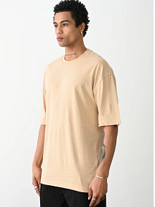 Erkek Tişört Düz Basic Penye Yazlık Bisiklet Yaka Kısa Kol T-shirt - Bej
