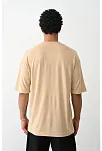 Erkek Tişört Düz Basic Penye Yazlık Bisiklet Yaka Kısa Kol T-shirt - Bej