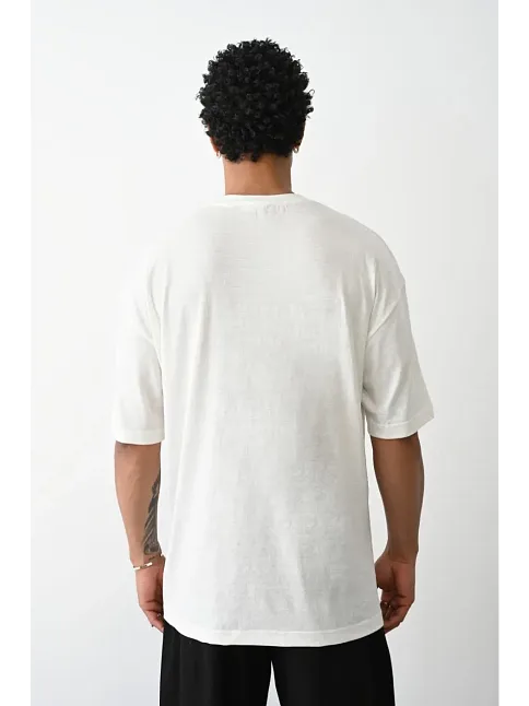 Erkek Tişört Düz Basic Penye Yazlık Bisiklet Yaka Kısa Kol T-shirt - Beyaz
