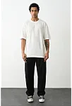 Erkek Tişört Düz Basic Penye Yazlık Bisiklet Yaka Kısa Kol T-shirt - Beyaz