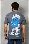 Erkek Kısa Kol Yazlık Tişört Bisiklet Yaka Baskılı Oversize T-shirt - Füme