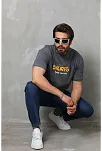 Erkek Kısa Kol Yazlık Tişört Bisiklet Yaka Baskılı Oversize T-shirt - Füme