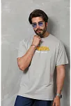 Erkek Kısa Kol Yazlık Tişört Bisiklet Yaka Baskılı Oversize T-shirt - Gri