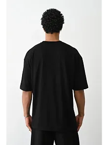 Erkek Tişört Düz Basic Penye Yazlık Bisiklet Yaka Kısa Kol T-shirt - Siyah