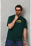 Erkek Kısa Kol Yazlık Tişört Bisiklet Yaka Baskılı Oversize T-shirt - Yeşil
