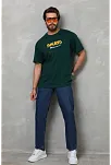 Erkek Kısa Kol Yazlık Tişört Bisiklet Yaka Baskılı Oversize T-shirt - Yeşil