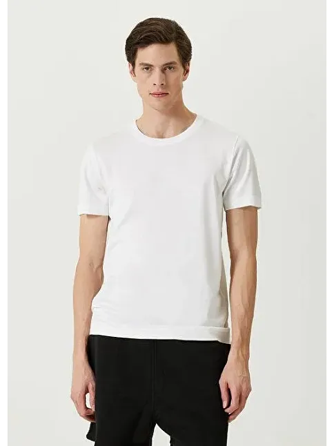 Erkek  Tişört Basic Bisiklet Yaka Regular Kısa Kol T-shirt - Beyaz
