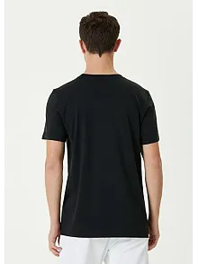 Erkek Düz Tişört Bisiklet Yaka Regular Fit Yazlık Kısa Kol T-shirt - Siyah