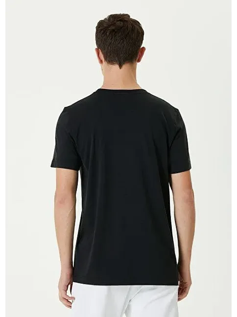 Erkek Düz Tişört Bisiklet Yaka Regular Fit Yazlık Kısa Kol T-shirt - Siyah