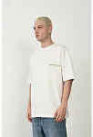 Erkek Baskılı T-shirt Kısa Kol Bisiklet Yaka Rahat Kalıp Tişört - Beyaz