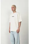 Erkek Baskılı T-shirt Kısa Kol Bisiklet Yaka Rahat Kalıp Tişört - Beyaz