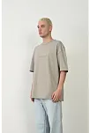 Erkek Baskılı T-shirt Kısa Kol Bisiklet Yaka Rahat Kalıp Tişört  - Boyalı Gri
