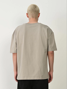 Erkek Baskılı T-shirt Kısa Kol Bisiklet Yaka Rahat Kalıp Tişört - Boyalı Gri