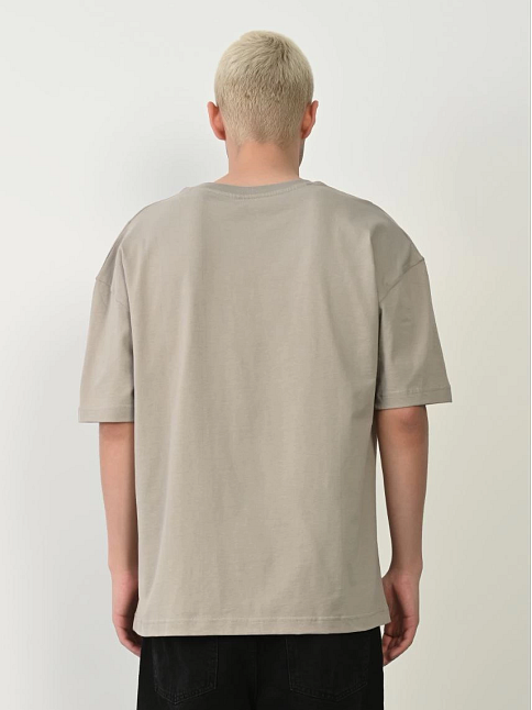 Erkek Baskılı T-shirt Kısa Kol Bisiklet Yaka Rahat Kalıp Tişört - Boyalı Gri