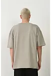 Erkek Baskılı T-shirt Kısa Kol Bisiklet Yaka Rahat Kalıp Tişört - Boyalı Gri