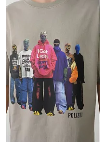 Erkek Baskılı T-shirt Kısa Kol Bisiklet Yaka Rahat Kalıp Tişört - Boyalı Gri