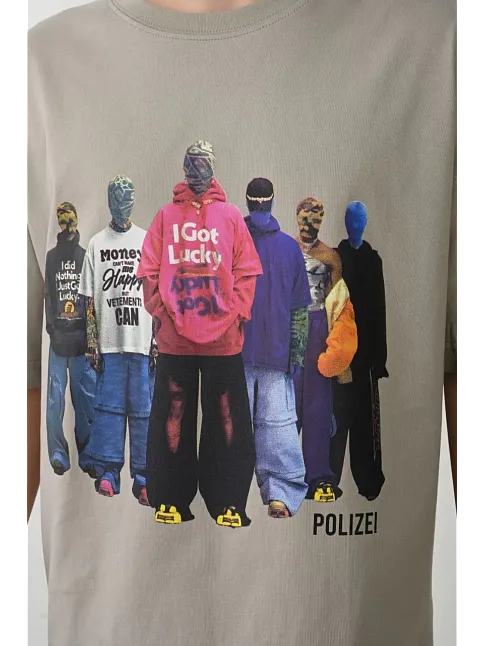 Erkek Baskılı T-shirt Kısa Kol Bisiklet Yaka Rahat Kalıp Tişört - Boyalı Gri