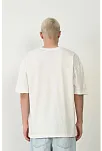 Erkek Baskılı T-shirt Kısa Kol Bisiklet Yaka Rahat Kalıp Tişört - Beyaz