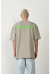 Erkek Baskılı T-shirt Kısa Kol Bisiklet Yaka Rahat Kalıp Tişört  - Boyalı Gri