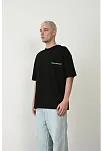 Erkek Baskılı T-shirt Kısa Kol Bisiklet Yaka Rahat Kalıp Tişört  - Siyah