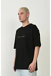 Erkek Baskılı T-shirt Kısa Kol Bisiklet Yaka Rahat Kalıp Tişört  - Siyah