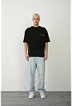 Erkek Baskılı T-shirt Kısa Kol Bisiklet Yaka Rahat Kalıp Tişört  - Siyah