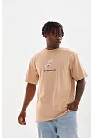 Erkek Baskılı T-shirt Kısa Kol Bisiklet Yaka Rahat Kalıp Tişört - Bej