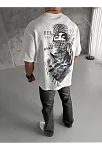 Erkek Kısa Kol Tişört Bisiklet Yaka Filistin Poşulu Baskılı T-shirt - Beyaz