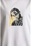 Kadın Baskılı T-shirt Kısa Kol Bisiklet Yaka Oversize Rahat Kalıp Günlük Tişört - Beyaz