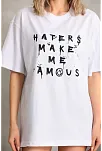 Kadın Ön Ve Arka Baskılı Oversize Kısa Kol  T-shirt - Beyaz