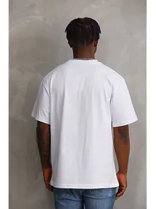 Erkek Baskılı T-shirt Kısa Kol Bisiklet Yaka Rahat Kalıp Tişört - Beyaz