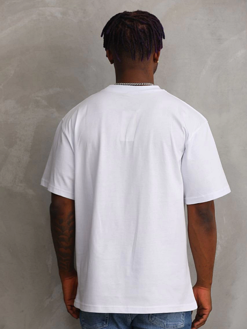 Erkek Baskılı T-shirt Kısa Kol Bisiklet Yaka Rahat Kalıp Tişört - Beyaz
