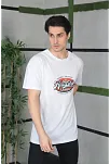 Erkek Baskılı T-shirt Kısa Kol Bisiklet Yaka Regular Fit Rahat Kalıp Günlük Tişört - Beyaz