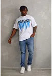 Erkek Baskılı T-shirt Kısa Kol Bisiklet Yaka Rahat Kalıp Tişört - Beyaz