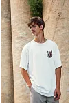 Erkek Baskılı T-shirt Kısa Kol Bisiklet Yaka Regular Fit Rahat Kalıp Tişört -  Beyaz
