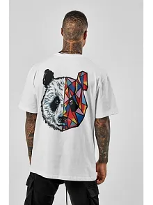 Erkek Baskılı T-shirt Kısa Kol Bisiklet Yaka Regular Fit Rahat Kalıp Tişört -  Beyaz