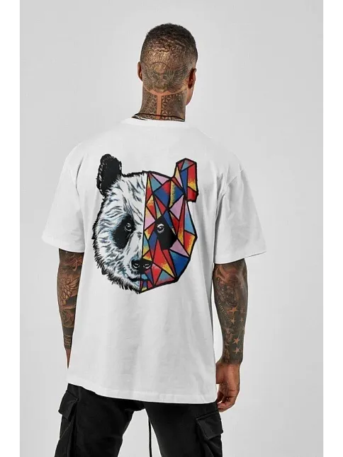 Erkek Baskılı T-shirt Kısa Kol Bisiklet Yaka Regular Fit Rahat Kalıp Tişört -  Beyaz