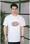 Erkek Baskılı T-shirt Kısa Kol Bisiklet Yaka Regular Fit Rahat Kalıp Günlük Tişört - Beyaz