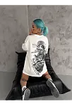 Kadın Kısa Kol Tişört Bisiklet Yaka Filistin Poşülü Baskılı T-shirt - Beyaz