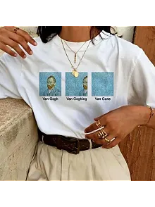 Kadın Baskılı Oversize Kısa Kol T-shirt - Beyaz