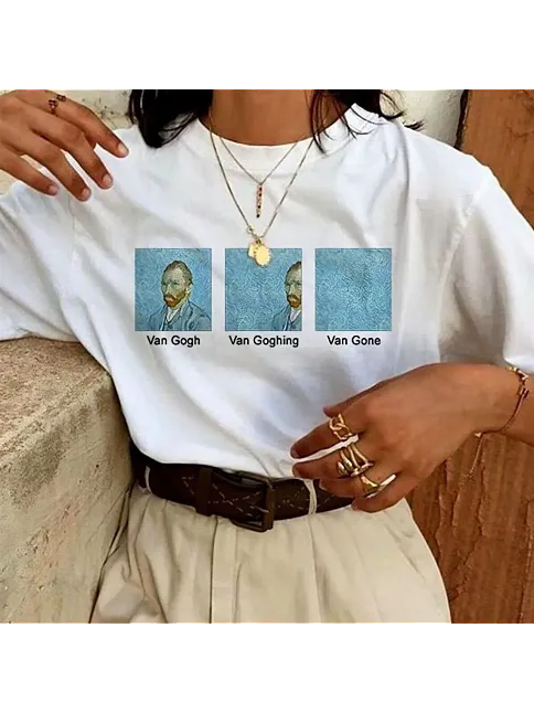 Kadın Baskılı Oversize Kısa Kol T-shirt - Beyaz