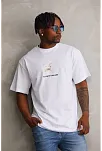 Erkek Baskılı T-shirt Kısa Kol Bisiklet Yaka Rahat Kalıp Tişört - Beyaz